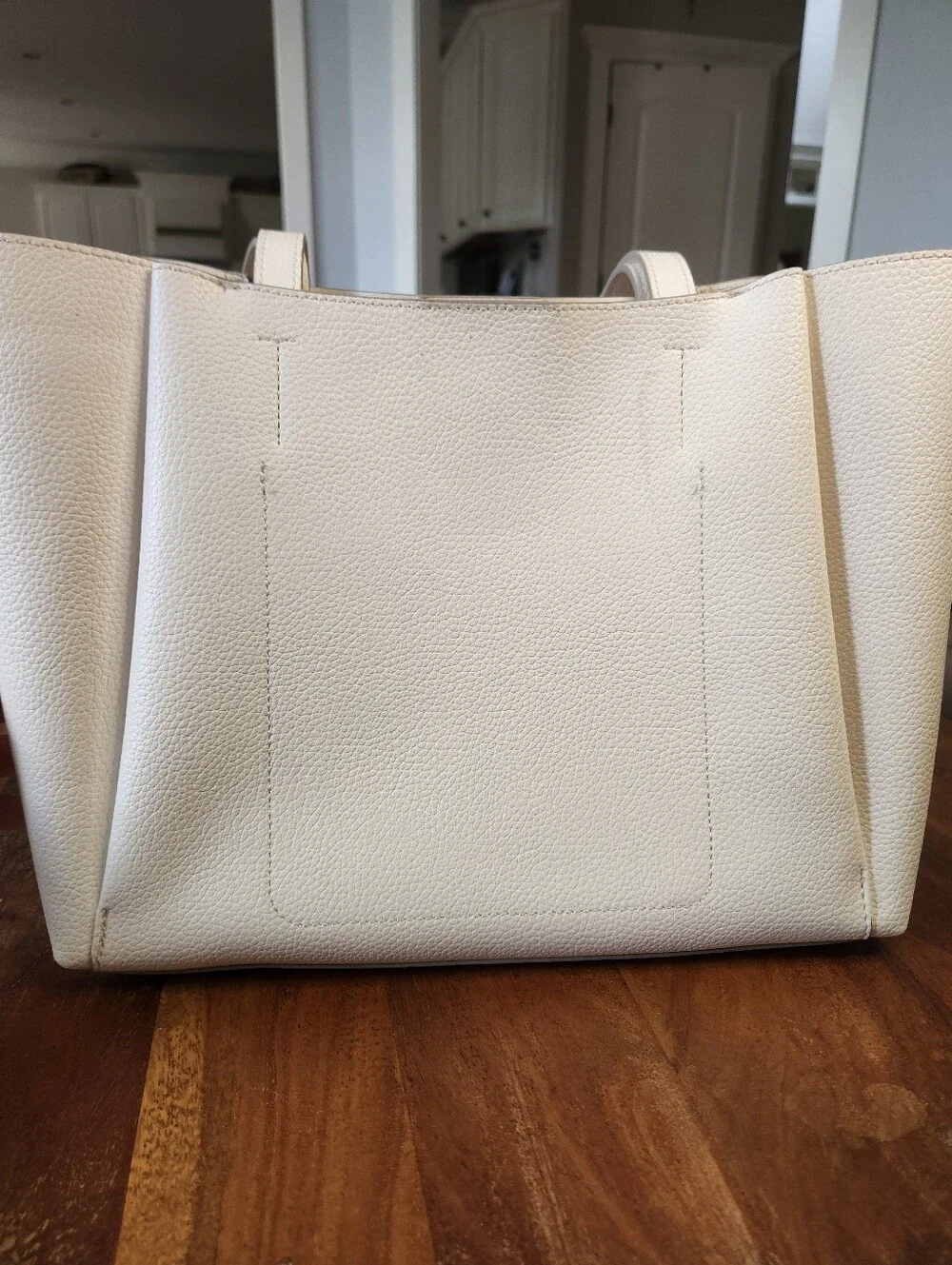 Nanette Lepore Cream Leather-Look Button Tote
